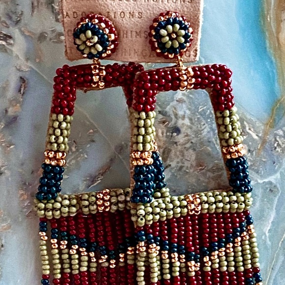 🌺🎉HP🎉🌺 NWT Anthropologie Deepa Beaded Fringe Chandeliers - Picture 2 of 16